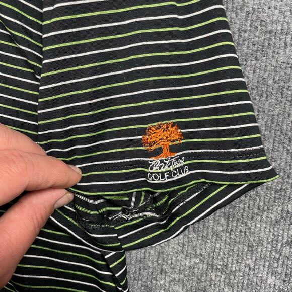 Fairway & Greene Pureformance Polo Shirt Men's Medium Black/Green Striped - Picture 3 of 10